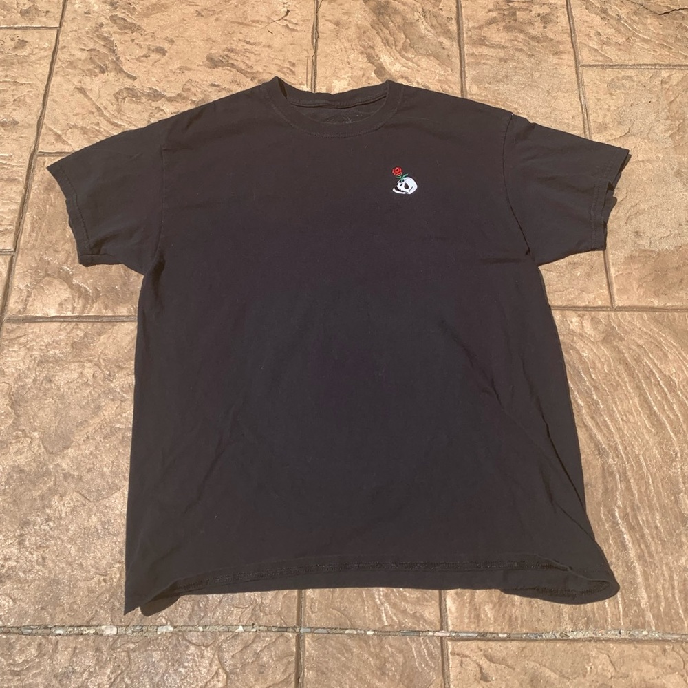 Riot Society embroidered skull and rose shirt